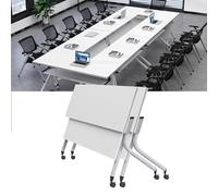 Foldable Flip Conference Table with Wheels - Modular Design, Reinforced Steel Frame, Noise-Free Mobility, Ideal for Corporate Classrooms & Training Sessions