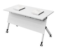 Foldable Flip Top Mobile Training Table with Modesty Panel & Lockable Wheels Ideal for Conference Rooms Classrooms & Media Centers White 120x50x75cm