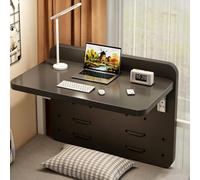 Foldable Floating Bunk Bed Desk with Adjustable Railing SpaceSaving Hanging Tray for Dorm Rooms Gray Wood Bedside Table (31.5x11.8x13.7 in)