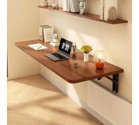 Foldable Floating Wooden Desk for Home Office or Kitchen Wall-Mounted Computer Table Compact Study Table with Drop-Leaf Design Brown 80×40cm (31×16in)