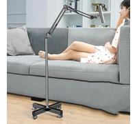 Foldable Floor Book Stand with Adjustable Angle, Height & Wheel Base, for Reading, Bed, Hands-Free Use, Cookbook, Textbook, Magazine, Tablet