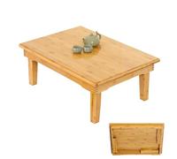 Foldable Floor Coffee Table Low Square Folding Table for SittingLiving Room Center Table Meditation Table Compact Design (100x60x37cm)