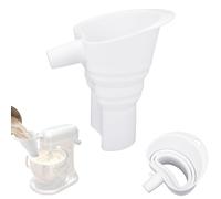Foldable Flour Funnel for KitchenAid Mixer 4.5-7QT, Silicone Extended Collapsible Funnel Attachment Easy Pouring for Dry & Wet Ingredients (White)
