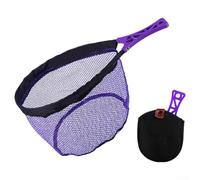 Foldable Fly Fishing Net with Rebounding Elastic Metal Mesh Ring, Anti Hook Mesh, Hollow Out Lightweight Grip, and Travel Storage Bag for Convenient Carrying Outdoors (large purple)