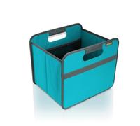 Foldable folding box with handles and a compartment with two elastic mesh pockets. Ideal for tidying away., Polyester, azure, Faltbox