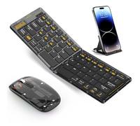 Foldable & Folding Wireless Keyboard Set Combo for iPad, Transparent Bluetooth Typepad & Mouse, Compatible with iOS, Windows, Android, Smartphones, Laptops, etc.