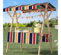 Foldable Food Cart for Business, Lightweight Farmers Market Stalls with Awning, Wooden Vendor's Stall Kiosk for Sale Hot Dog/Ice Cream/Food,L(WithoutWheels)-Color3