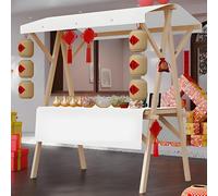 Foldable Food Cart for Business, Lightweight Farmers Market Stalls with Awning, Wooden Vendor's Stall Kiosk for Sale Hot Dog/Ice Cream/Food,S(withWheels)-Color5