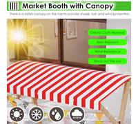 Foldable Food Cart for Sale Ice Cream, Commercial Wooden Market Stall Stand with Tablecloth & Canopy, Farmers Market/Beaches/Street Booth for Selling Hot Dogs/Coffee/Candy/Cakes/Toys(Pink,Large)