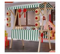 Foldable Food Cart for Sale Ice Cream, Commercial Wooden Market Stall Stand with Tablecloth & Canopy, Farmers Market/Beaches/Street Booth for Selling Hot Dogs/Coffee/Candy/Cakes/Toys(Dark Green,Large)