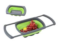 Foldable Food Colander,Foldable Vegetable Strainer with Extendable Handles,Over The Sink Strainer Basket | Suitable for Home, Farm Style, Vegetables, Fruits, Pasta and Meal Preparation