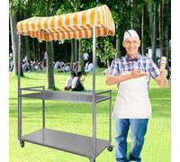 Foldable Food Vending Cart - Lightweight Ice Cream and Hot Dog Stall for Markets, Candy/Dessert/Toy Sales, Portable Rolling Trolley