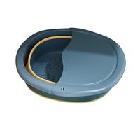 Foldable Foot Bath 11.02x10.83x9.06inch Foldable Foot Bath Bowl Deepen Foot Soak Bowl with Massage Spot with Lid for Travel Home Massaging Tools Blue Foot Spa Soak Foot Roller Pedicure Bowl