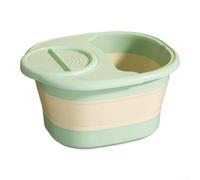 Foldable Foot Bath Silicone Deep Foot Massage Basin Portable Pedicure Tub Collapsible SPAs Bucket for Home Travel Foot Soak Green(with cover Green)