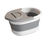 Foldable Foot Bath Tub with Lid 26 Massaging Points Space Saving Large Foot Soaking Basin for Picnics Travel and Home Use Blue- Style B Light Grey