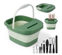 Foldable Foot Bath with Massage Function, 10-in-1 Multifunctional Foot Bath Tub, Stainless Steel Foot File & Callus Remover Set, Foot Bubble Bath for Pedicure, Relaxation & Fatigue Relief