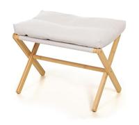 Foldable Foot Rest for Sofa, Bamboo Footrest Wooden Shoe Changing Stool Folding Wood Footstool Step Stool with Removable Detachable Thick Fabric Cushion for Caravan, Summer House & Living Room 53cm
