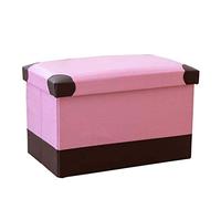 Foldable Foot Stool Ottoman Pouf,Foot Rest Stool with Storage,Rectangular Footrest Stool for Living Room Bedroom Office Garden Traveling,Pink a-Medium