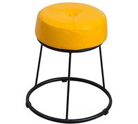 Foldable Footstool Storage footstool Round Metal Footstool Upholstered Sofa Footrest Change Shoe Stool Luxury Dining Chair Upholstered stool (Yellow High46.5cm)