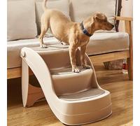 Foldable for Small Dogs, Indoor or Outdoor Ramp Ladder with 3 Step Design,Dog Steps with Non-Slip Pads for Home and Vehicle(Beige)