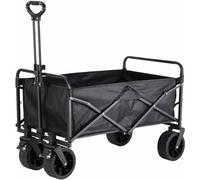 Foldable Four Wheel Vehicle with Brakes, Heavy Duty Multipurpose All Terrain Transport Equipment, Large Capacity for Outdoor Activities and Camping