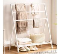 Foldable Freestanding Drying Rack with Sto Shelf & Hanging Crossbars - Perfect for Bathroom & Laundry Room Space-Saving Heavy-Du Multi-Functal Clothes Drying Solut
