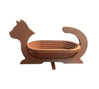 Foldable Fruit Basket, with Cat -Shaped Design, 42x25.6cm, Wood Cat Container, Expandable Storage Basket, Practical and Decorative, for Pantry, Dining, Table, Living Room, Restaurant, Toys, Snacks
