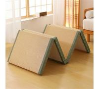 Foldable Futon Tatami Mat Thick, Japanese Floor Mattress Firm Comfortable/Rattan, Sleeping Mat 4 Folds Double Single, for Summer Nap Meditation Yoga(Light Wood Color C,135 x 200 cm)