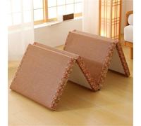 Foldable Futon Tatami Mat Thick, Japanese Floor Mattress Firm Comfortable/Rattan, Sleeping Mat 4 Folds Double Single, for Summer Nap Meditation Yoga(Brown,80 x 180 cm)