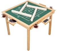 Foldable Game Table for Mahjong, Poker, Domino, Blackjack & More with Hidden Drawers, 4 Player Capacity