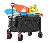 SONGMICS Foldable Trolley, Garden Camping Trolley with Handle, 150 L, Holds up to 150 kg, 4 Removable Wheels, Space-Saving, Outdoor, Ink Black GFW115B01