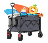 Foldable Garden Camping Trolley with Handle and Removable Wheels, Slate Grey