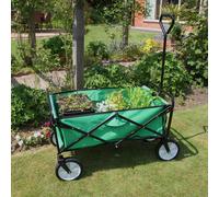Foldable Garden Cart Pull Wagon Heavy Duty Trolley Utility Wheelbarrow Trailer Wheels Collapsible Folding Transport Green