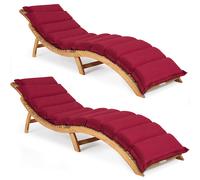 Foldable garden lounger set of 2 acacia FSC®-certified in ushion red