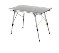 Foldable Garden Table Portable Adjustable Height Aluminum Alloy Sturdy Multifunctional Outdoor Table Silver 90 x 53 cm - Perfect for Camping Picnics and Backyard Use