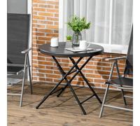 Foldable Garden Table - Round, Seats 4, Steel Frame - Outdoor Dining