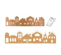 Foldable Gingerbread Village Houses with LED String Lights for Festive | Tool-free assembly cardboard gingerbread houses with warm white LEDs for comfortable holiday ambiance in living spaces