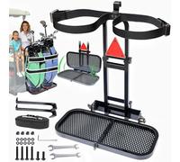 Foldable Golf Cart Bag Holder for EZGO/Club Car/Yamaha, Fits 8" Max & 24" Rear Safety Grab Bars, Triple-Point Stabilized, Stainless Steel Buckles, No-Drill Preinstalled Golf Cart Rear Seat Bag Holder