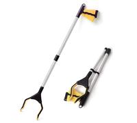 Foldable Grabber Reacher Tool 81cm Long Trash Picker Upper Grabber with Magnet,Lightweight Extended Grabber Reaching Tool for Elderly Disabled (Yellow)