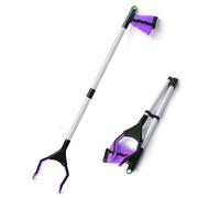 Foldable Grabber Reacher Tool 81cm Long Trash Picker Upper Grabber with Magnet,Lightweight Extended Grabber Reaching Tool for Elderly Disabled (Purple)