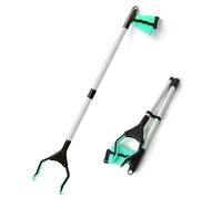 Foldable Grabber Reacher Tool 81cm Long Trash Picker Upper Grabber with Magnet,Lightweight Extended Grabber Reaching Tool for Elderly Disabled (Green)