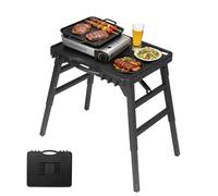 Foldable Griddle Stand for Blackstone 17"and 22" Tabletop Griddle, Portable Grill Table with Adjustable Legs/Hooks, Folding Grill Table for Ninja OG/Weber QSeries-BBQ Stand for Outdoor, Camping