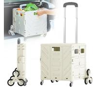 Foldable Grocery Cart, Lightweight 50kg Capacity, 75L with Secure Lid, 360° Wheels, Telescoping Handle, Perfect for Travel, Camping, Storage, and Shopping.
