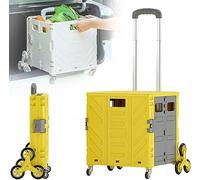 Foldable Grocery Cart with Secure Lid, 360° Swivel Wheels, Telescopic Handle - Lightweight Climbing Trolley for Convenient Shopping & Storage - Sturdy, Easy to Maneuver.