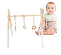 Foldable Gym Toy - Eco Friendly Pine Wooden Frame | Learning Toy | Practical Design for Early Childhood | Natural Finish Wooden Play Gym for Living Room Nursery Education Center