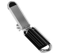 Foldable Hair Brush for Women - On-The-Go Comb with Mirror, Travel-Friendly Styling Thick Thin Wavy Curly Strands | Mini Pocket Tool Bag Suitcase Car Makeup Kit