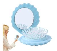 Foldable Hair Brush, Shell Shape Handbags, Hair Brush, Scalp Massage Comb, Mini Makeup Mirror Set for Women, Girls, Everyday Care, Home, Bathroom, Shower, Car, Fitness, Outdoor, Camping