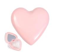 Foldable Hair Brush with Mirror Portable Travel Hair Brush Pocket Size Anti-static Mini Hairbrush Small Compact Massage Comb Hair-Styling-Tools for Women Girls Home Travel Gym Purse Pink