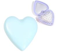 Foldable Hair Brush with Mirror Portable Travel Hair Brush Pocket Size Anti-static Mini Hairbrush Small Compact Massage Comb Hair-Styling-Tools for Women Girls Home Travel Gym Purse Blue