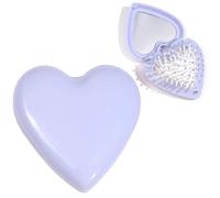 Foldable Hair Brush with Mirror Portable Travel Hair Brush Pocket Size Anti-static Mini Hairbrush Small Compact Massage Comb Hair-Styling-Tools for Women Girls Home Travel Gym Purse Purple